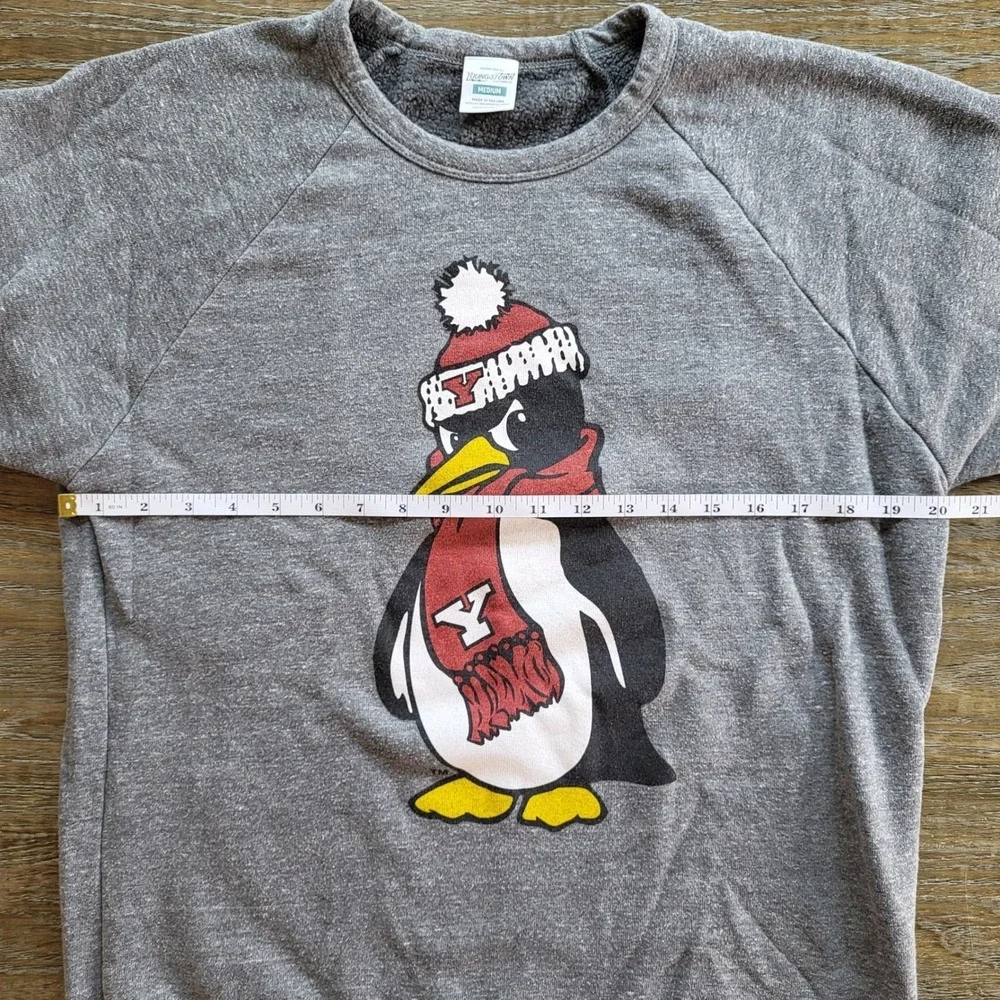 Youngstown Clothing Co Penguin Sweatshirt Mens Medium Gray YSU Mascot Tri-Blend